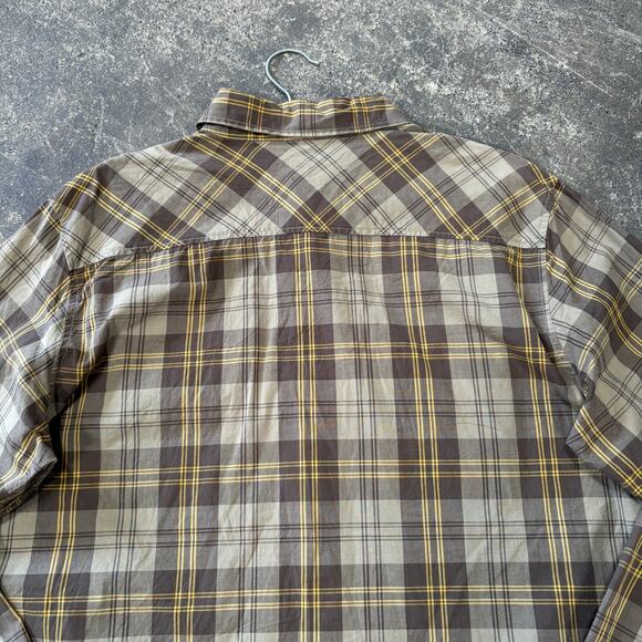 LRG Lifted Research Group Shirt Mens XL Brown Tan Plaid Wovens Button Up Utility - Picture 5 of 8
